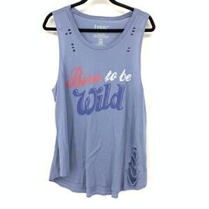 Lyric Sleeveless Born To Be Wild Tank Top Womens Size XXL Blue NEW